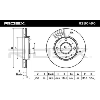 Bremsscheibe RIDEX 82B0490 82B0490 - foto 3