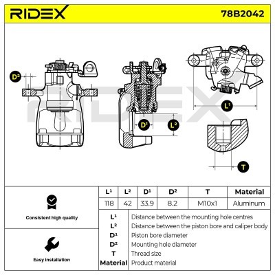 Bremssattel RIDEX 78B2042 78B2042 - foto 6