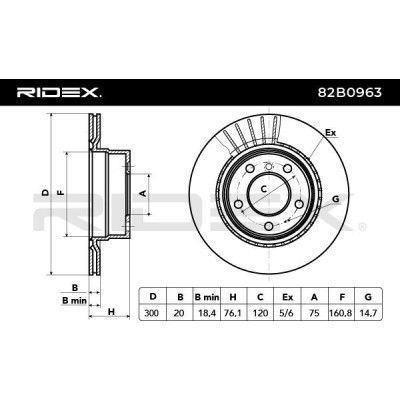 Bremsscheibe RIDEX 82B0963 82B0963 - foto 6