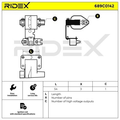Zündspule RIDEX 689C0142 689C0142 - foto 2
