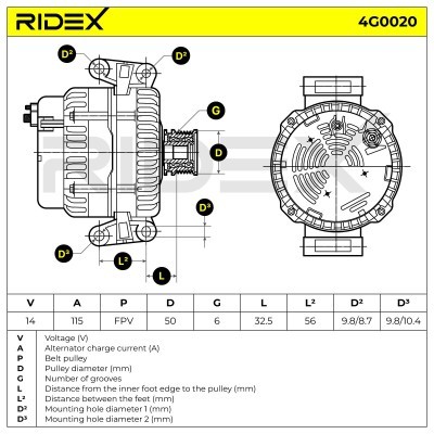 Generator RIDEX 4G0020 4G0020 - foto 6
