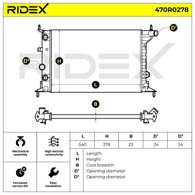 Kühler, Motorkühlung RIDEX 470R0278 470R0278 - foto 4