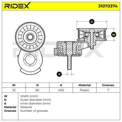 Spannarm Keilrippenriemen RIDEX 310T0374 310T0374 - foto 6