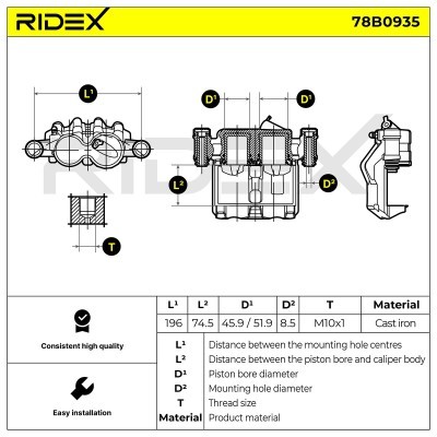 Bremssattel RIDEX 78B0935 78B0935 - foto 6