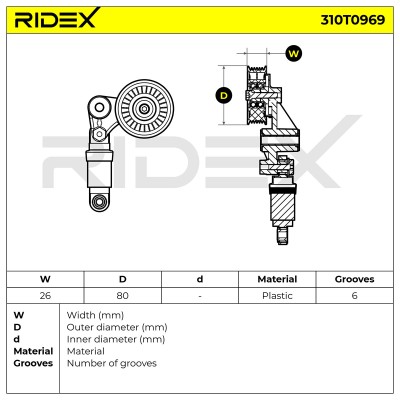 Spannarm Keilrippenriemen RIDEX 310T0969 310T0969 - foto 6