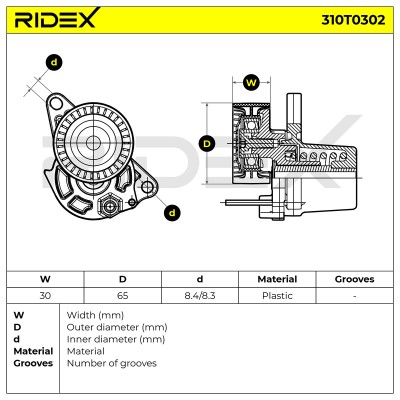Spannarm Keilrippenriemen RIDEX 310T0302 310T0302 - foto 6