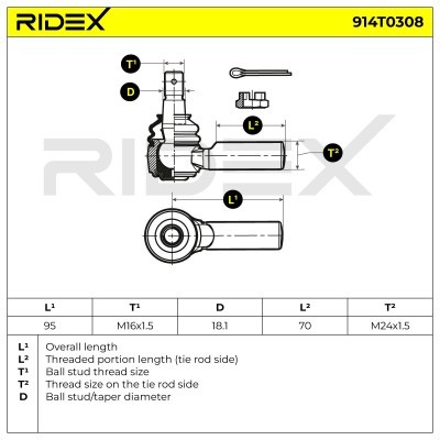 Spurstangenkopf RIDEX 914T0308 914T0308 - foto 5