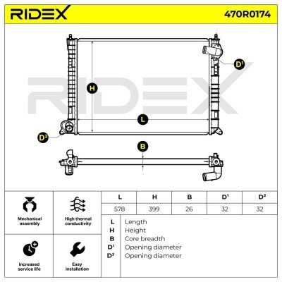 Kühler, Motorkühlung RIDEX 470R0174 470R0174 - foto 7