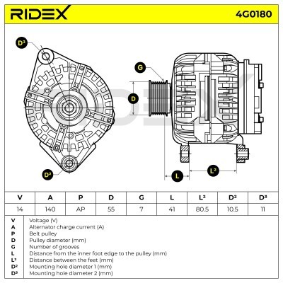 Generator RIDEX 4G0180 4G0180 - foto 6