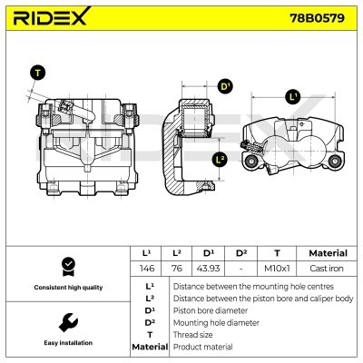 Bremssattel RIDEX 78B0579 78B0579 - foto 6