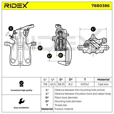 Bremssattel RIDEX 78B0386 78B0386 - foto 5