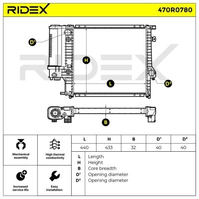 Kühler, Motorkühlung RIDEX 470R0780 470R0780 - foto 6