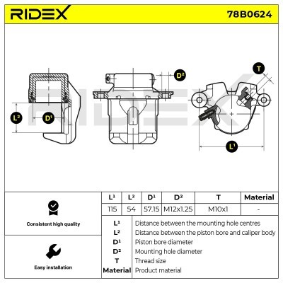 Bremssattel RIDEX 78B0624 78B0624 - foto 5