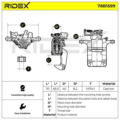 Bremssattel RIDEX 78B1599 78B1599 - foto 6