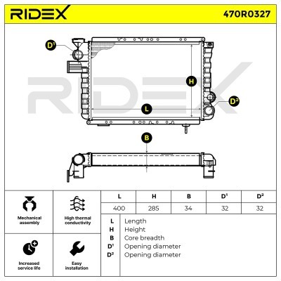 Kühler, Motorkühlung RIDEX 470R0327 470R0327 - foto 6