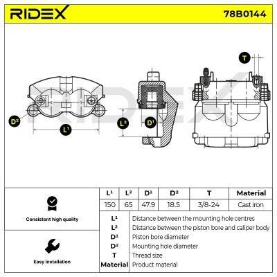 Bremssattel RIDEX 78B0144 78B0144 - foto 2