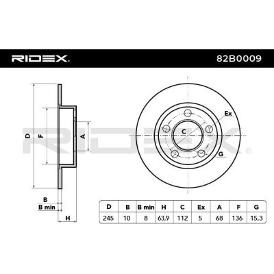 Bremsscheibe RIDEX 82B0009 82B0009 - foto 5
