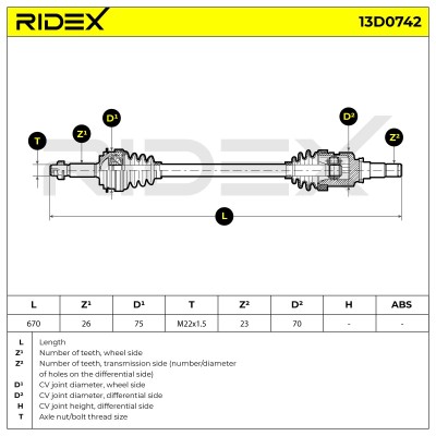Antriebswelle RIDEX 13D0742 13D0742 - foto 8