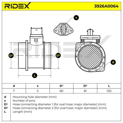 Luftmassenmesser RIDEX 3926A0064 3926A0064 - foto 7