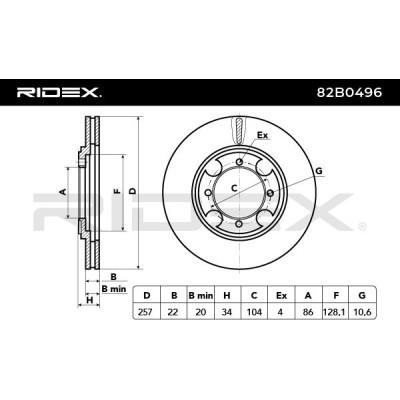 Bremsscheibe RIDEX 82B0496 82B0496 - foto 3