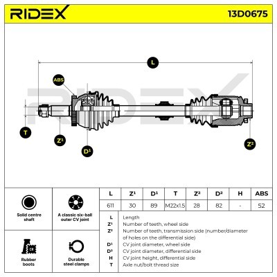 Antriebswelle RIDEX 13D0675 13D0675 - foto 7