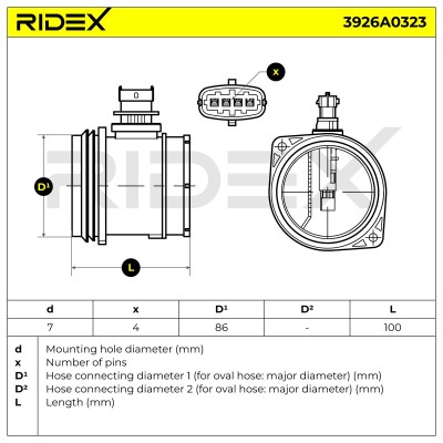 Luftmassenmesser RIDEX 3926A0323 3926A0323 - foto 6