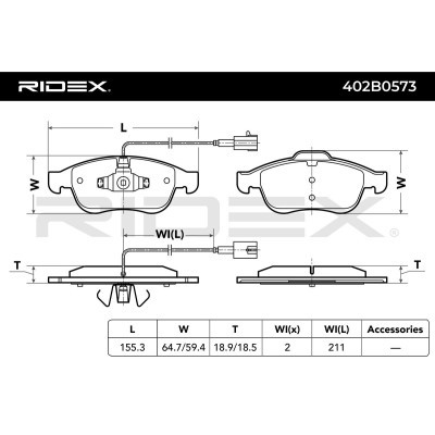 Bremsbeläge Satz RIDEX 402B0573 402B0573 - foto 7