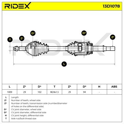Antriebswelle RIDEX 13D1078 13D1078 - foto 7