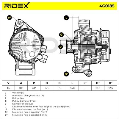 Generator RIDEX 4G0185 4G0185 - foto 7