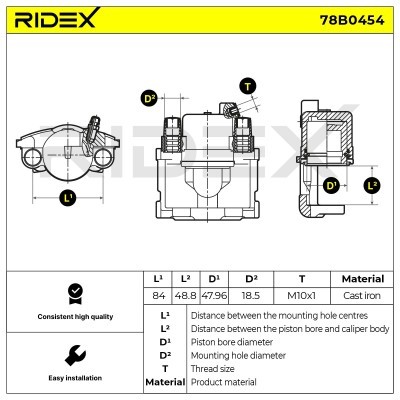 Bremssattel RIDEX 78B0454 78B0454 - foto 2