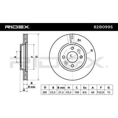 Bremsscheibe RIDEX 82B0995 82B0995 - foto 3