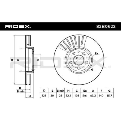 Bremsscheibe RIDEX 82B0622 82B0622 - foto 3