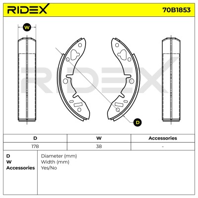 Bremsbeläge Satz RIDEX 70B1853 70B1853 - foto 6