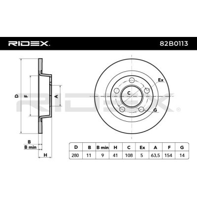 Bremsscheibe RIDEX 82B0113 82B0113 - foto 3