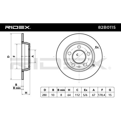 Bremsscheibe RIDEX 82B0115 82B0115 - foto 3