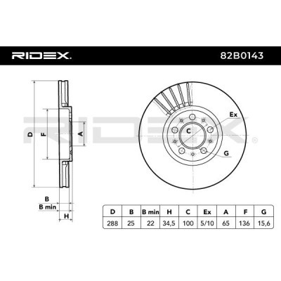 Bremsscheibe RIDEX 82B0143 82B0143 - foto 5