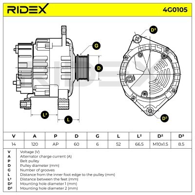 Generator RIDEX 4G0105 4G0105 - foto 5