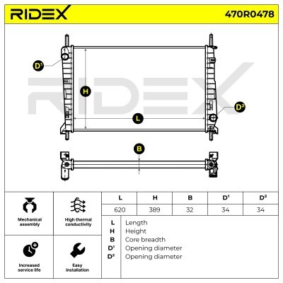 Kühler, Motorkühlung RIDEX 470R0478 470R0478 - foto 4