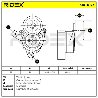 Spannarm Keilrippenriemen RIDEX 310T0173 310T0173 - foto 6