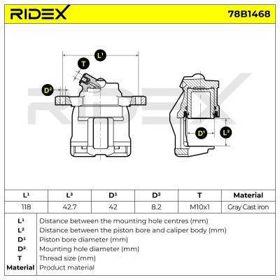 Bremssattel RIDEX 78B1468 78B1468 - foto 7