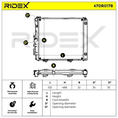 Kühler, Motorkühlung RIDEX 470R0178 470R0178 - foto 8