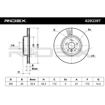 Bremsscheibe RIDEX 82B2287 82B2287 - foto 6