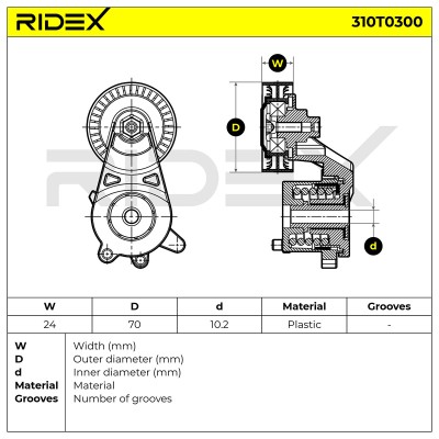 Spannarm Keilrippenriemen RIDEX 310T0300 310T0300 - foto 6