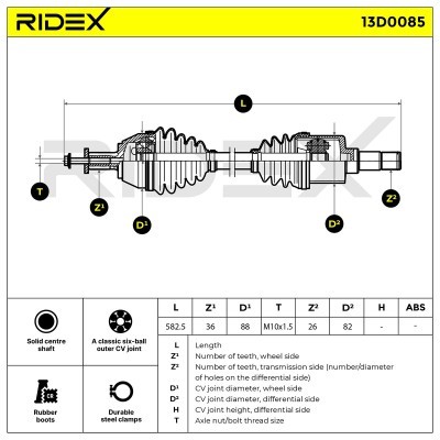 Antriebswelle RIDEX 13D0085 13D0085 - foto 4