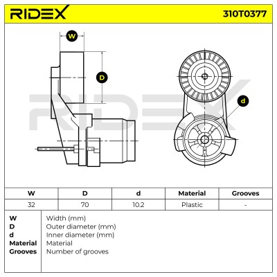 Spannarm Keilrippenriemen RIDEX 310T0377 310T0377 - foto 6