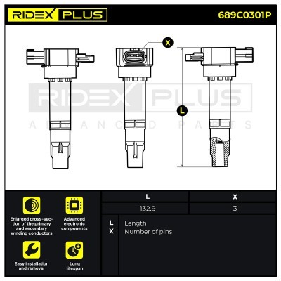 Zündspule RIDEX 689C0301P 689C0301P - foto 8