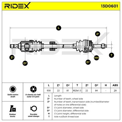 Antriebswelle RIDEX 13D0601 13D0601 - foto 7
