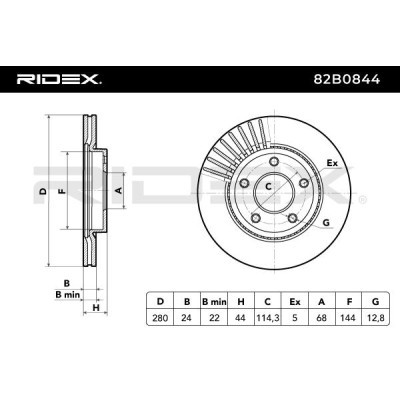 Bremsscheibe RIDEX 82B0844 82B0844 - foto 3