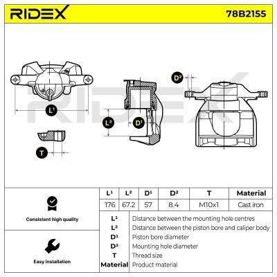 Bremssattel RIDEX 78B2155 78B2155 - foto 6