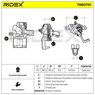 Bremssattel RIDEX 78B0701 78B0701 - foto 7